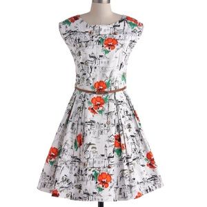 ModCloth Louche Scenes of the City Flare Dress s 8